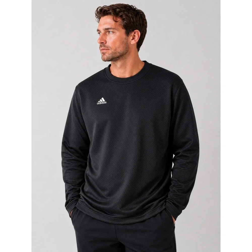NWT Adidas Icon Mens Fleece Crewneck Sweatshirt 2XL Black HC8462 Athleisure